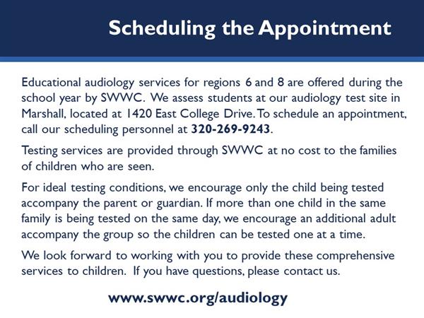 Instructions for scheduling appointment